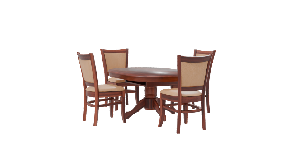 Stylish Round Wooden Dining Set - Professional 3D Model Render 7