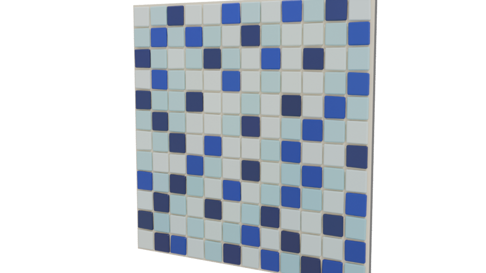 Stylish Blue Mosaic Tile Wall 3D Model - Professional 3D Model Render 12
