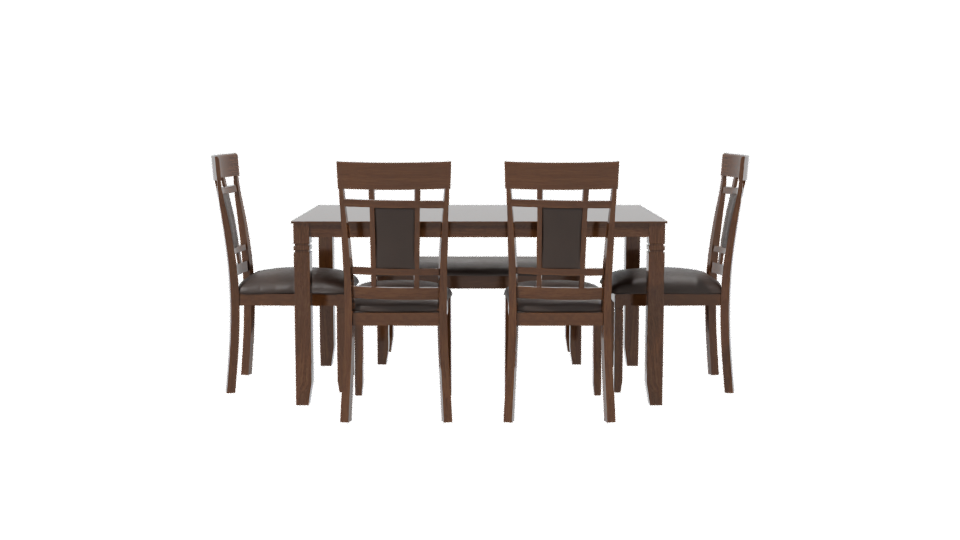 Stylish Wooden Dining Table Set - Professional 3D Model Render 2