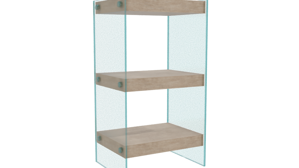 Minimalist Glass Wooden Shelf - Professional 3D Model Render 10