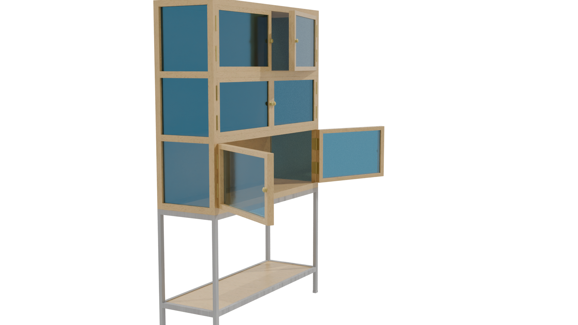 Stylish Wooden Display Cabinet 3D - Professional 3D Model Render 9