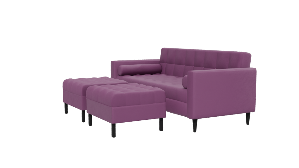Retro Sofa with Poufs 3D Model - Professional 3D Model Render 13