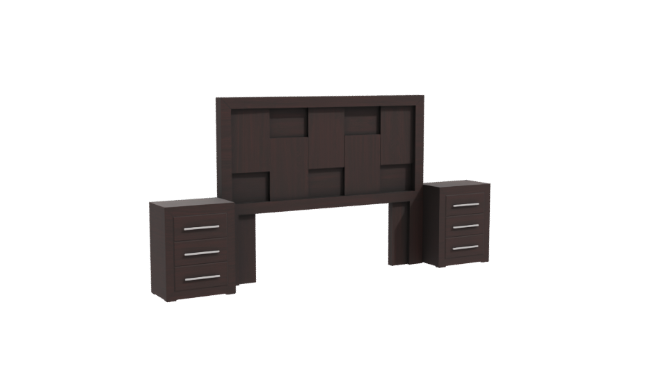 Stylish Wooden Bedroom Headboard with Nightstands 3D Model - Professional 3D Model Render 10