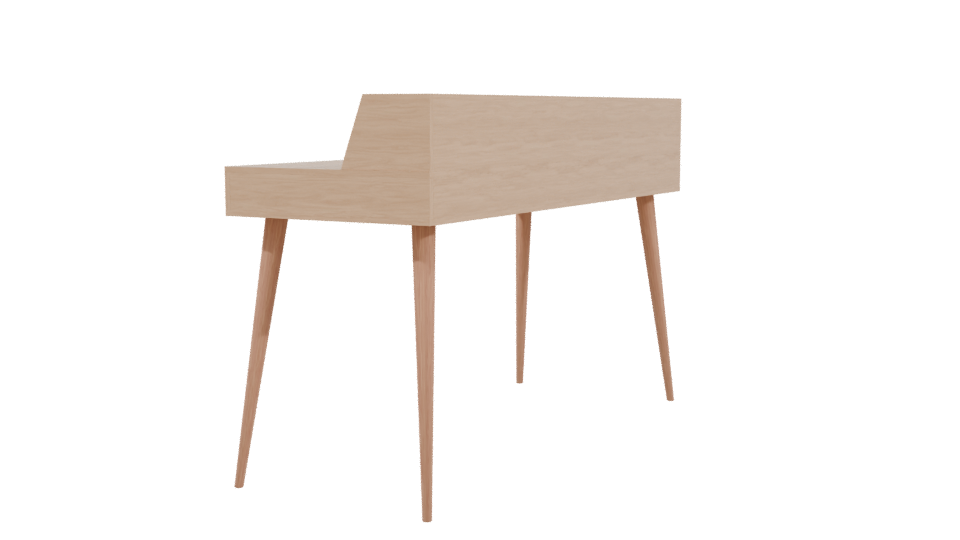 Minimalist Wooden Office Desk 3D Model - Professional 3D Model Render 3