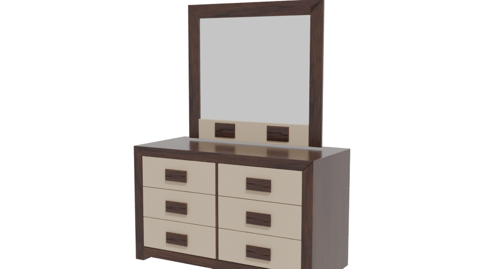 Modern Wooden Dresser with Mirror - Professional 3D Model Render 12