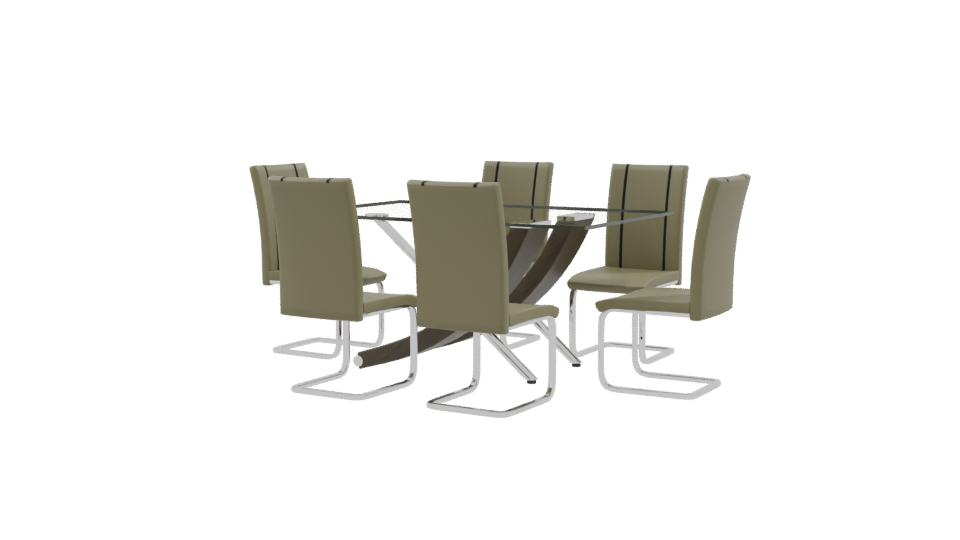 Modern Glass Dining Table Set - Professional 3D Model Render 9