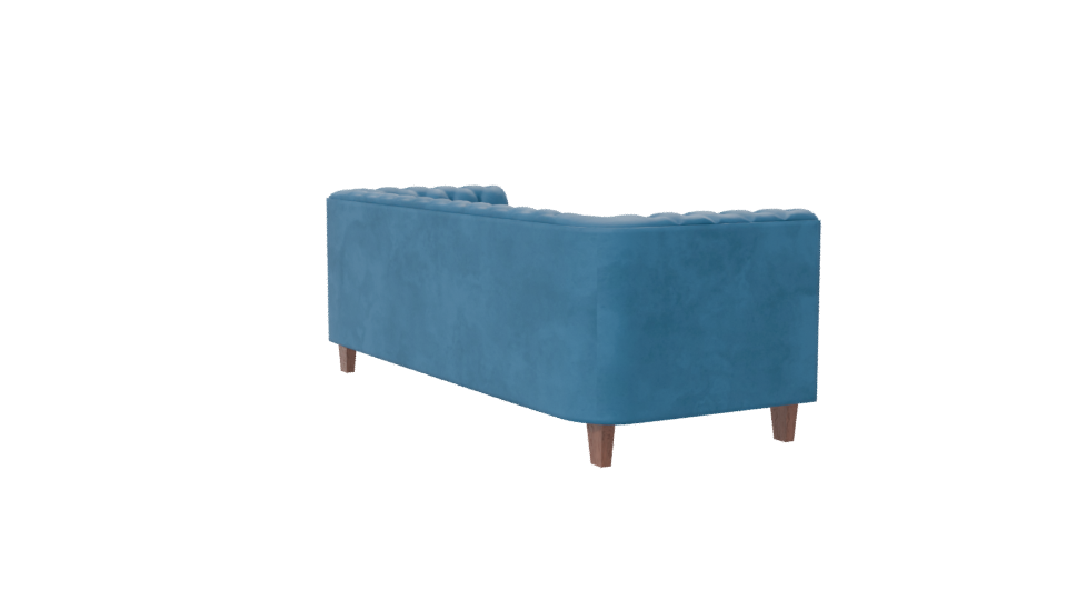 Stylish Blue Upholstered Sofa - Professional 3D Model Render 7