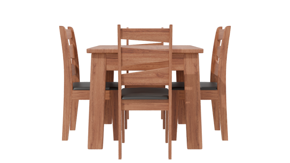 Stylish Wooden Dining Table Set 3D Model - Professional 3D Model Render 2