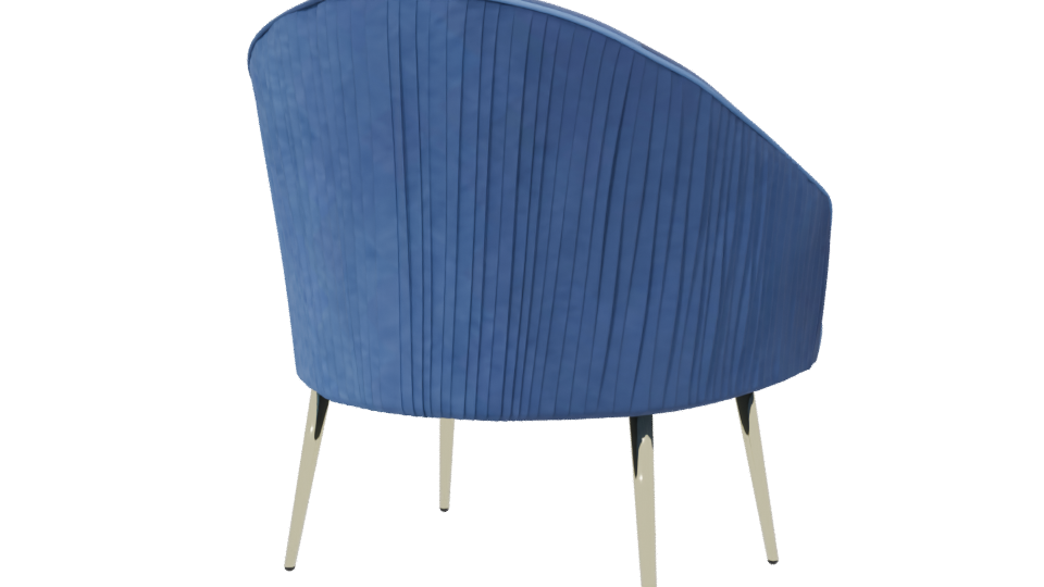 Stylish Blue Velvet Chair Model - Professional 3D Model Render 6