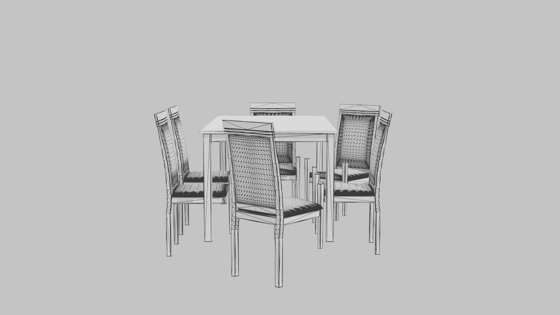 Elegant Wooden Dining Table Set 3D Model - Professional 3D Model Render 10