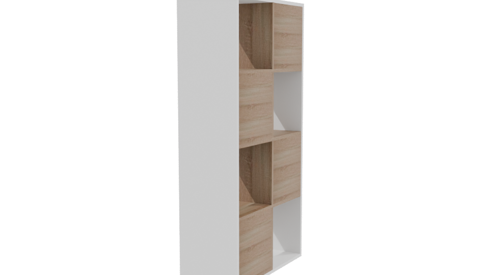 Minimalist Wooden Bookshelf 3D Model - Professional 3D Model Render 3