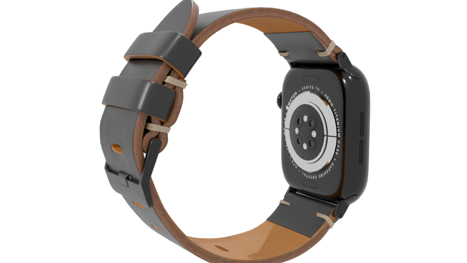 Shell Cordovan Leather Strap Watch 3D - Professional 3D Model Render 7