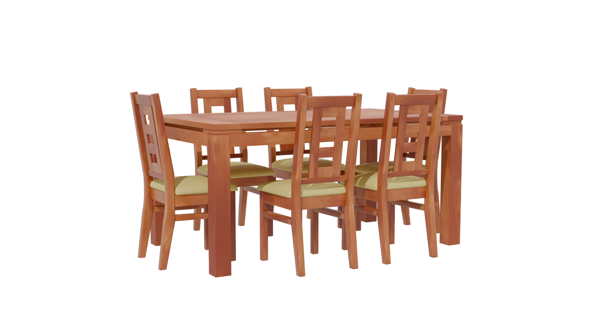 Stylish Wooden Dining Table Set 3D Model - Professional 3D Model Render 13