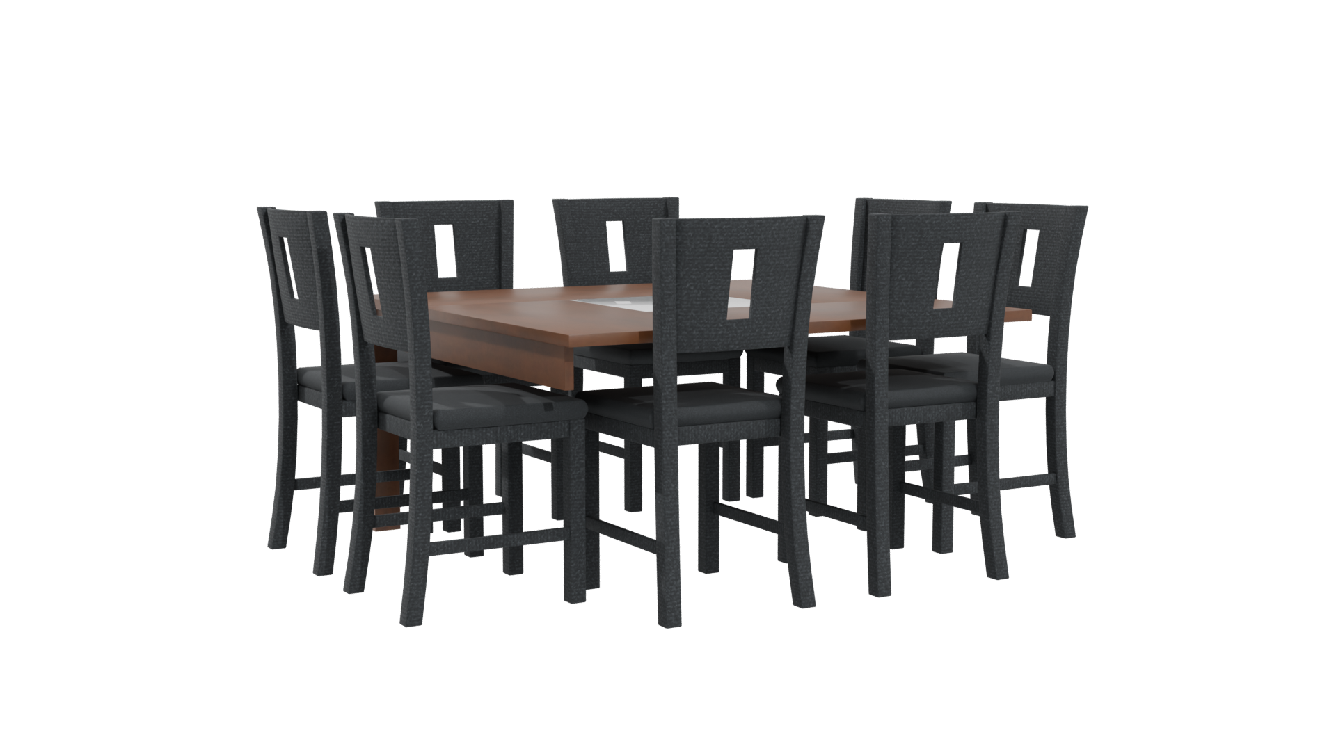 Square Dining Table Set 3D - Professional 3D Model Render 4