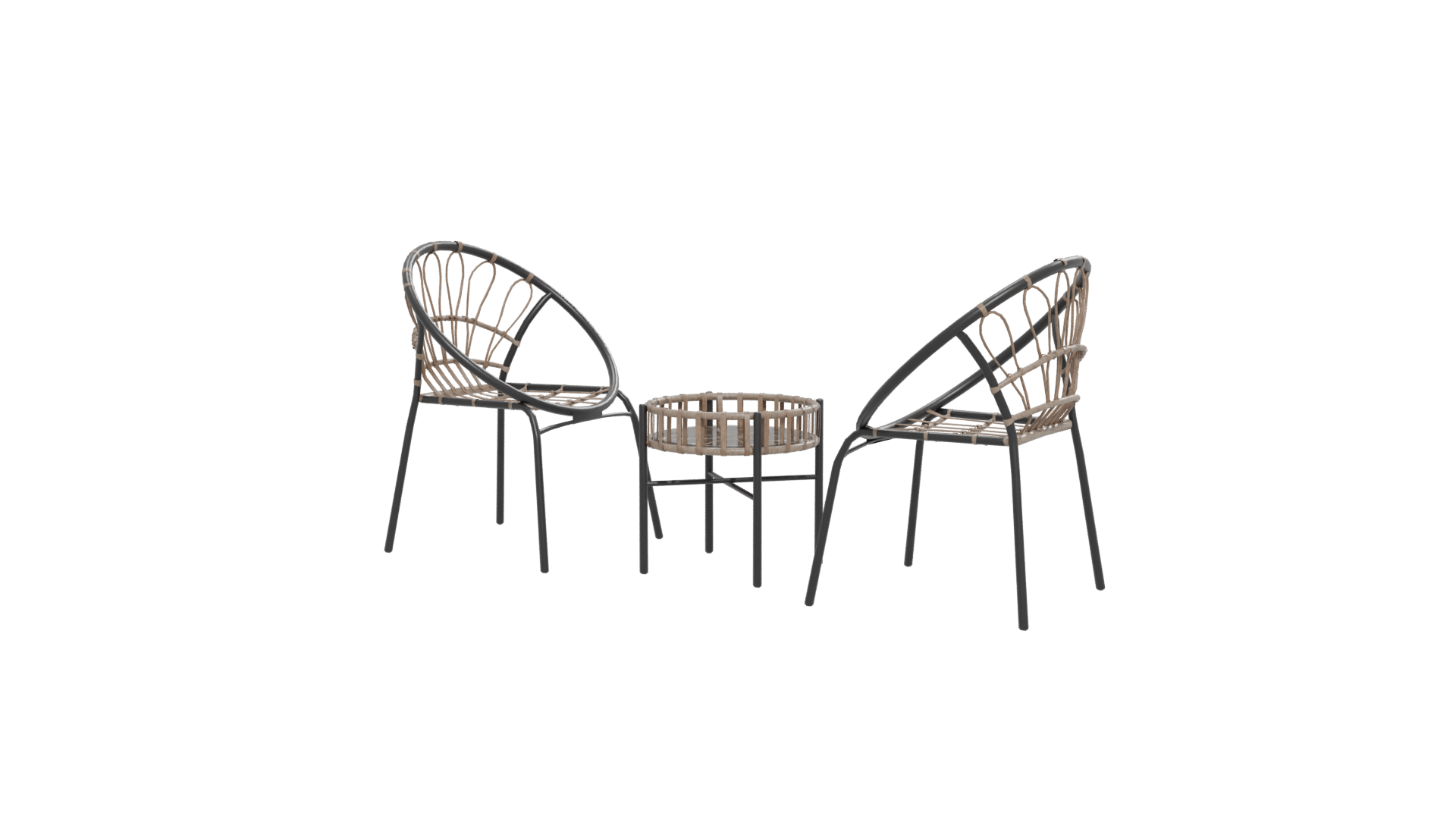 Modern Rattan Chair Set 3D - Professional 3D Model Render 12