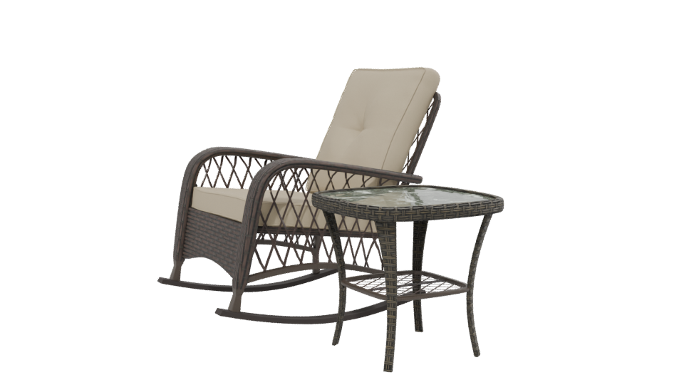 Contemporary Outdoor Lounge Chair and Accent Table 3D Model - Professional 3D Model Render 13