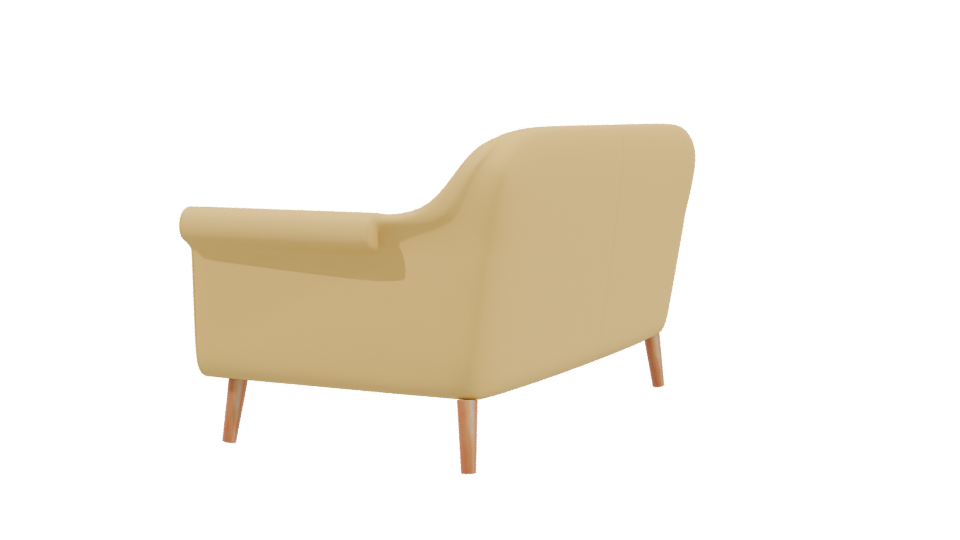 Stylish Minimalist Two-Seat Sofa 3D Model - Professional 3D Model Render 3