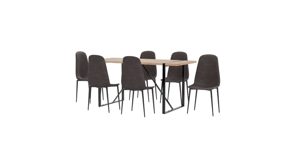 Contemporary Dining Set with Chairs 3D Model - Professional 3D Model Render 12