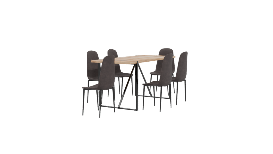 Contemporary Dining Set with Chairs 3D Model - Professional 3D Model Render 3