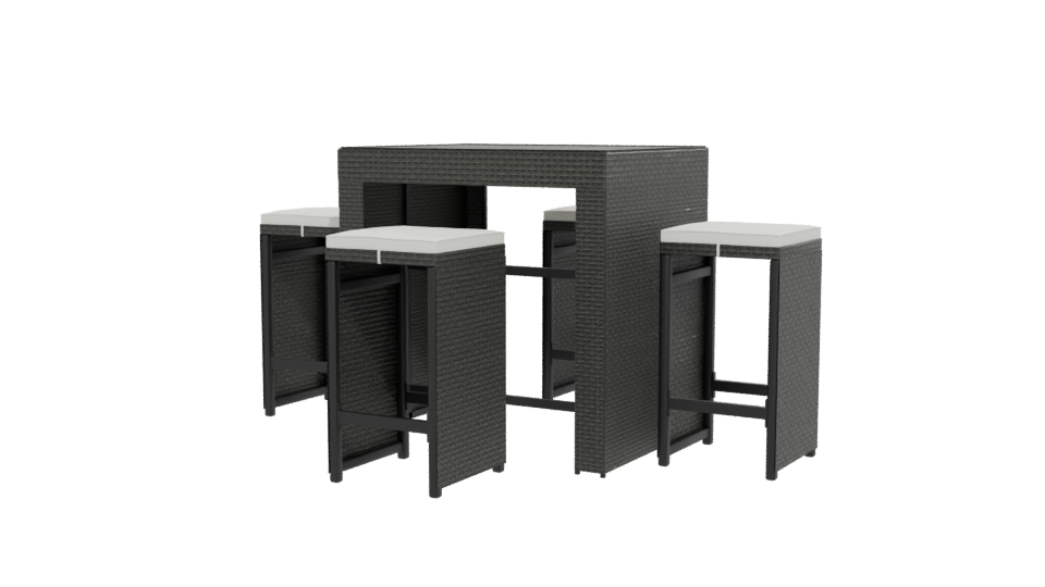 Bar Table with 4 Stools 3D - Professional 3D Model Render 12