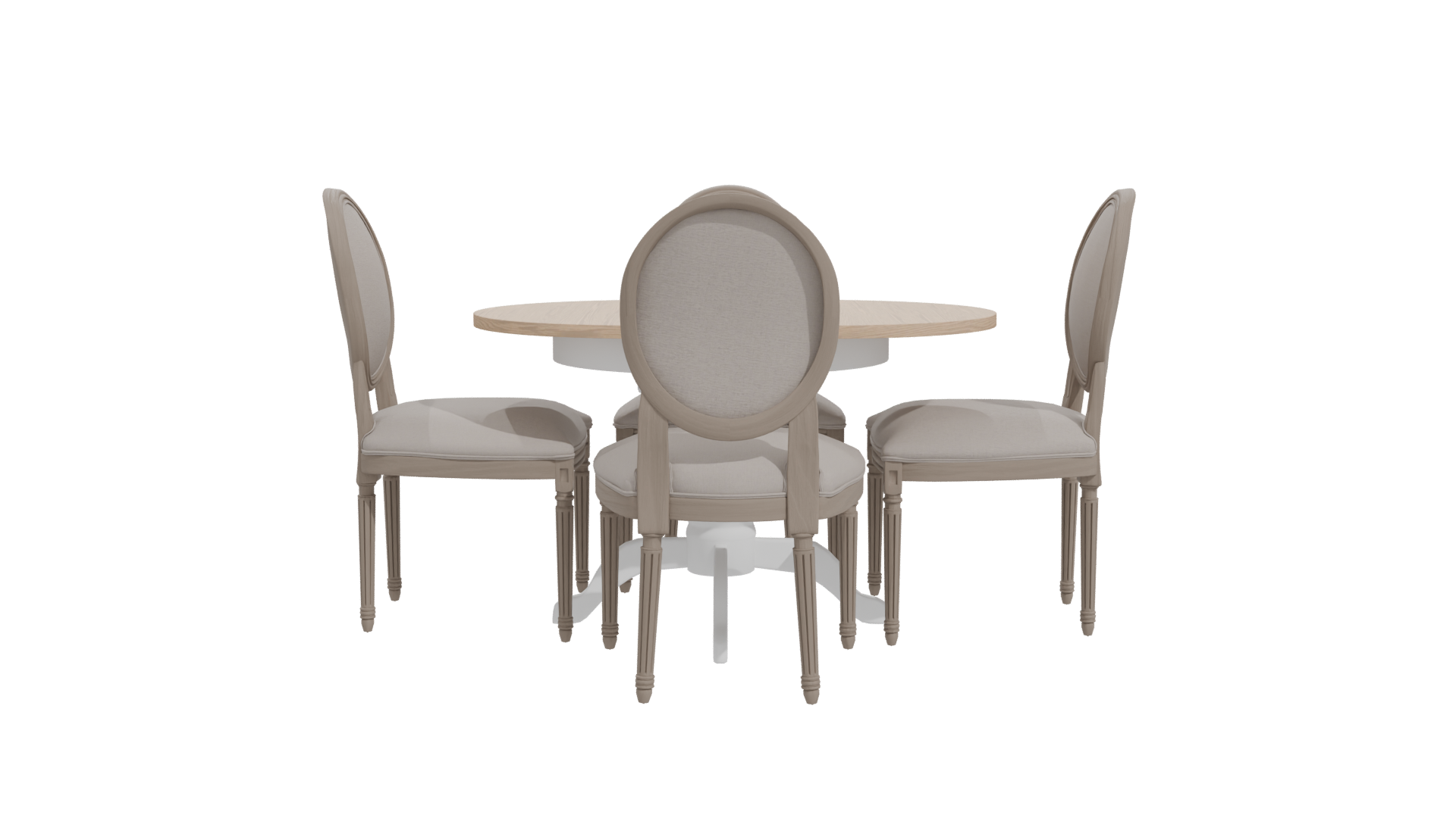Elegant Round Dining Table with Upholstered Chairs 3D Model - Professional 3D Model Render 11