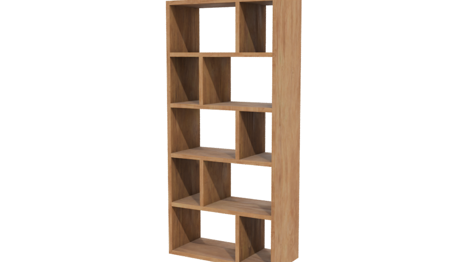 Contemporary Wooden Bookshelf Model - Professional 3D Model Render 12