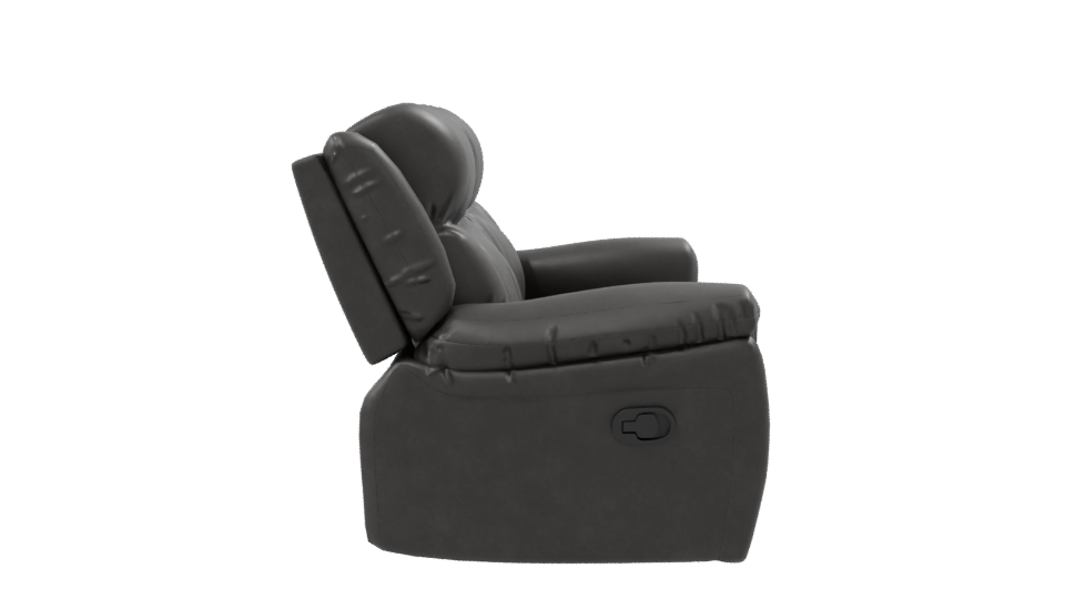 Stylish Black Reclining Couch Model - Professional 3D Model Render 8