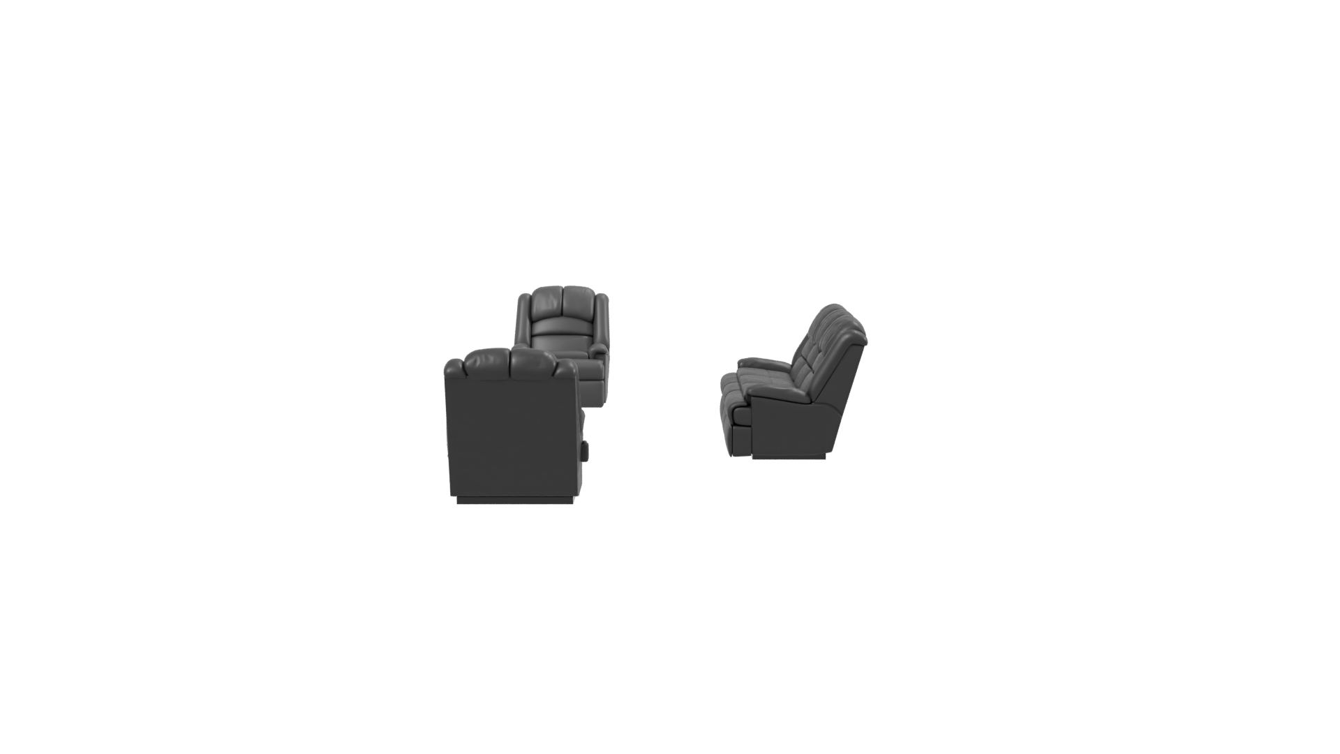 Stylish Black Sofa Set 3D - Professional 3D Model Render 2