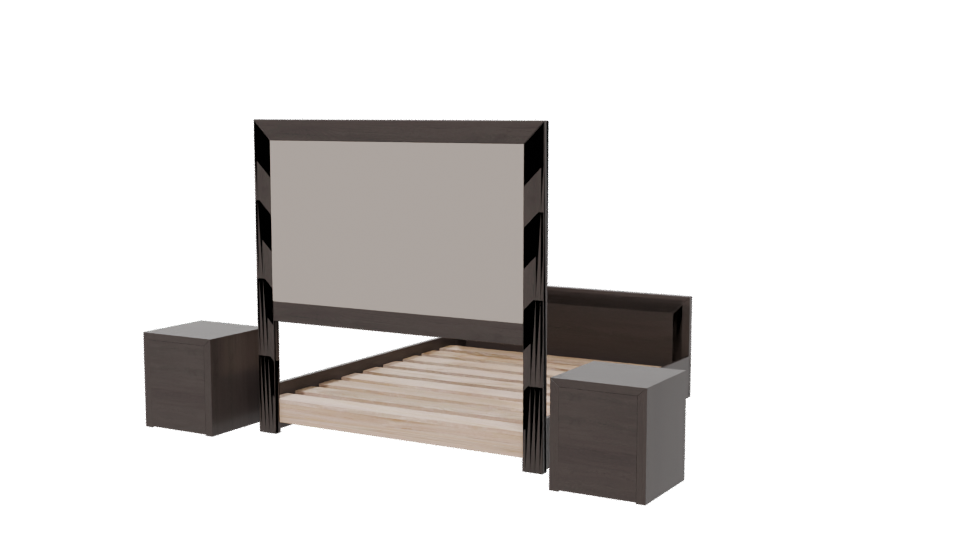 Stylish Wooden Bed with Nightstands 3D Model - Professional 3D Model Render 6