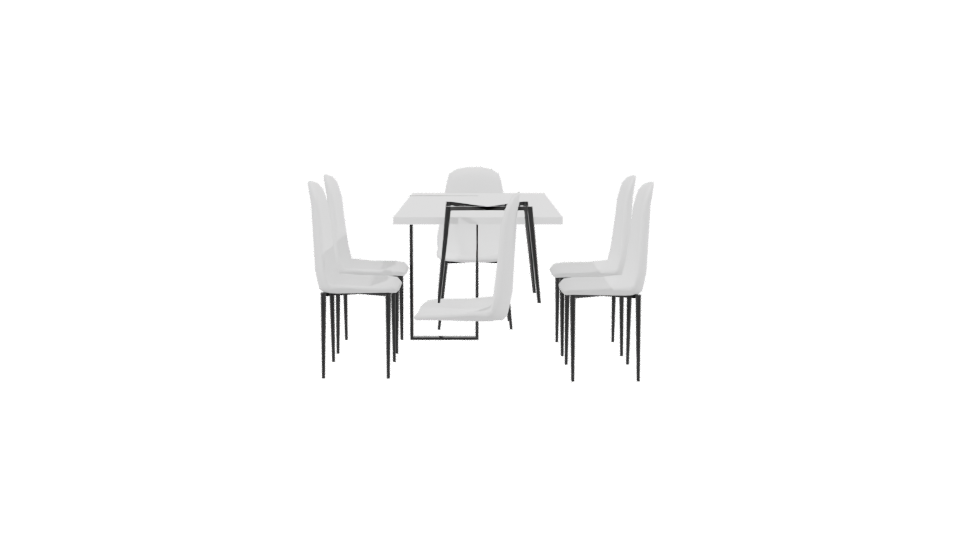 Minimalist Dining Table Set 3D - Professional 3D Model Render 2