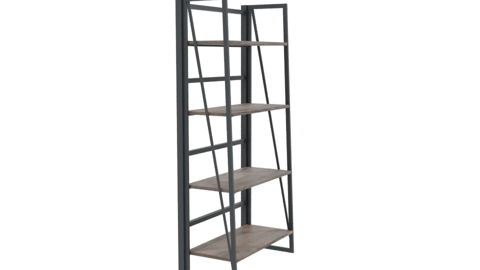 Industrial Wooden Shelf Unit 3D - Professional 3D Model Render 9