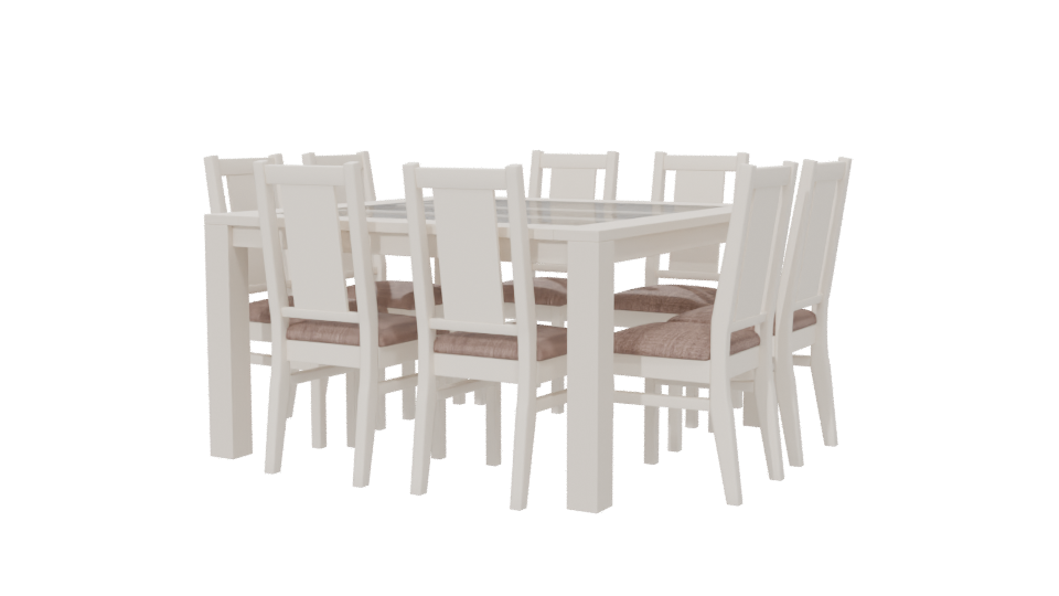 Stylish White Dining Table Set 3D Model - Professional 3D Model Render 6