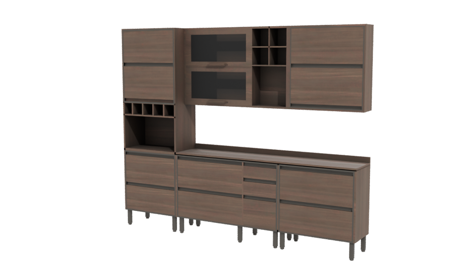 Contemporary Wooden Cabinet Model - Professional 3D Model Render 12