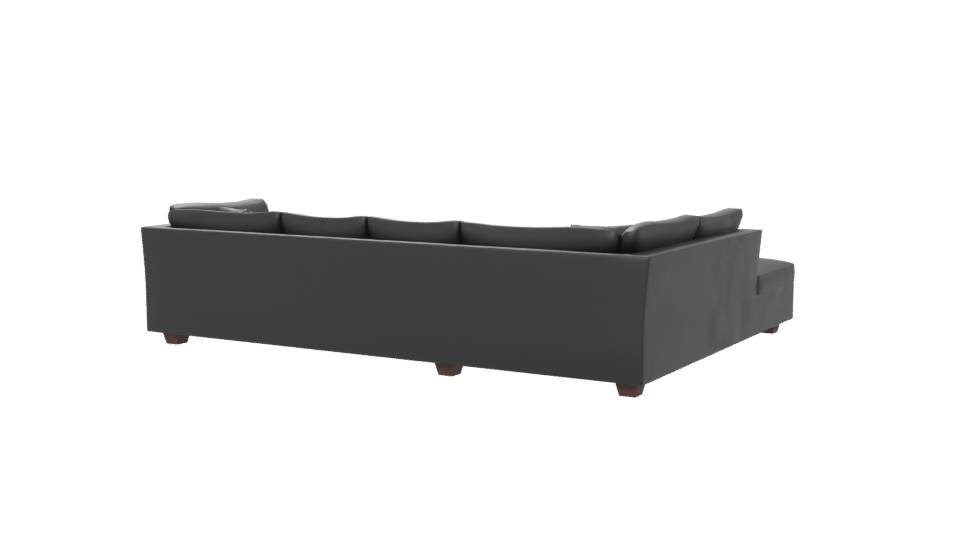 Contemporary Black Leather Sofa 3D - Professional 3D Model Render 6