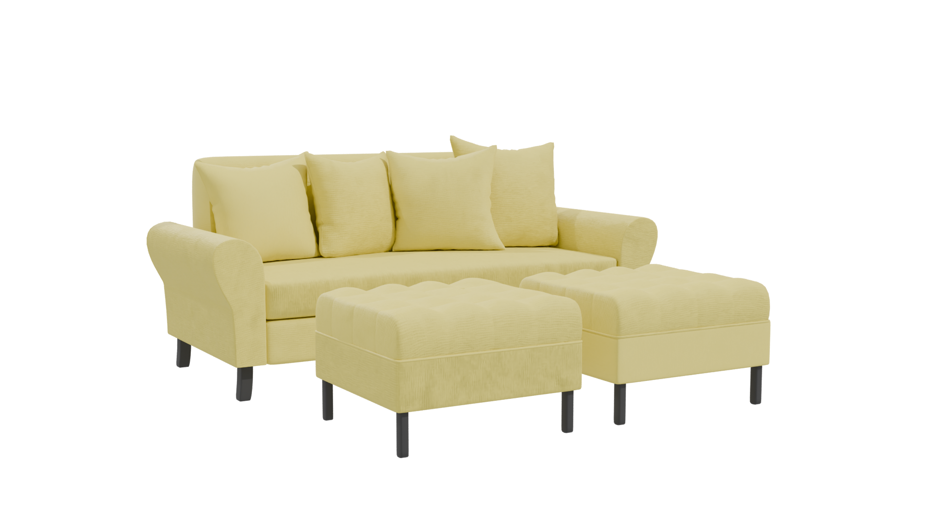 Stylish Yellow Corner Sofa 3D Model - Professional 3D Model Render 22