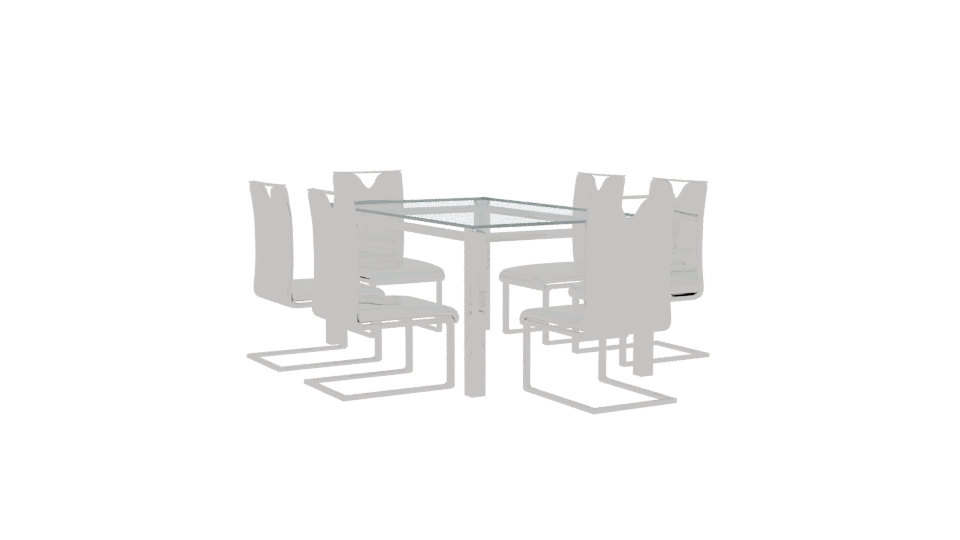 Modern Glass Dining Table Set - Professional 3D Model Render 13