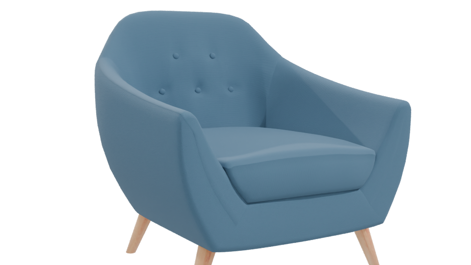 Stylish Blue Accent Chair 3D - Professional 3D Model Render 10