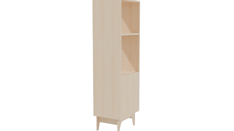 Minimalist Wooden Shelf Unit - Professional 3D Model Render 3