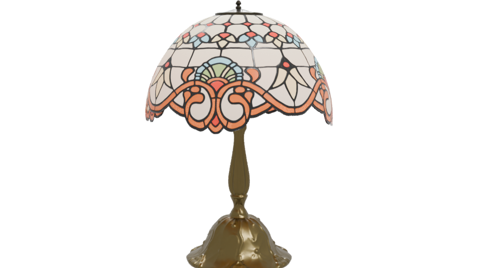 Vintage Stained Glass Table Lamp - Professional 3D Model Render 11