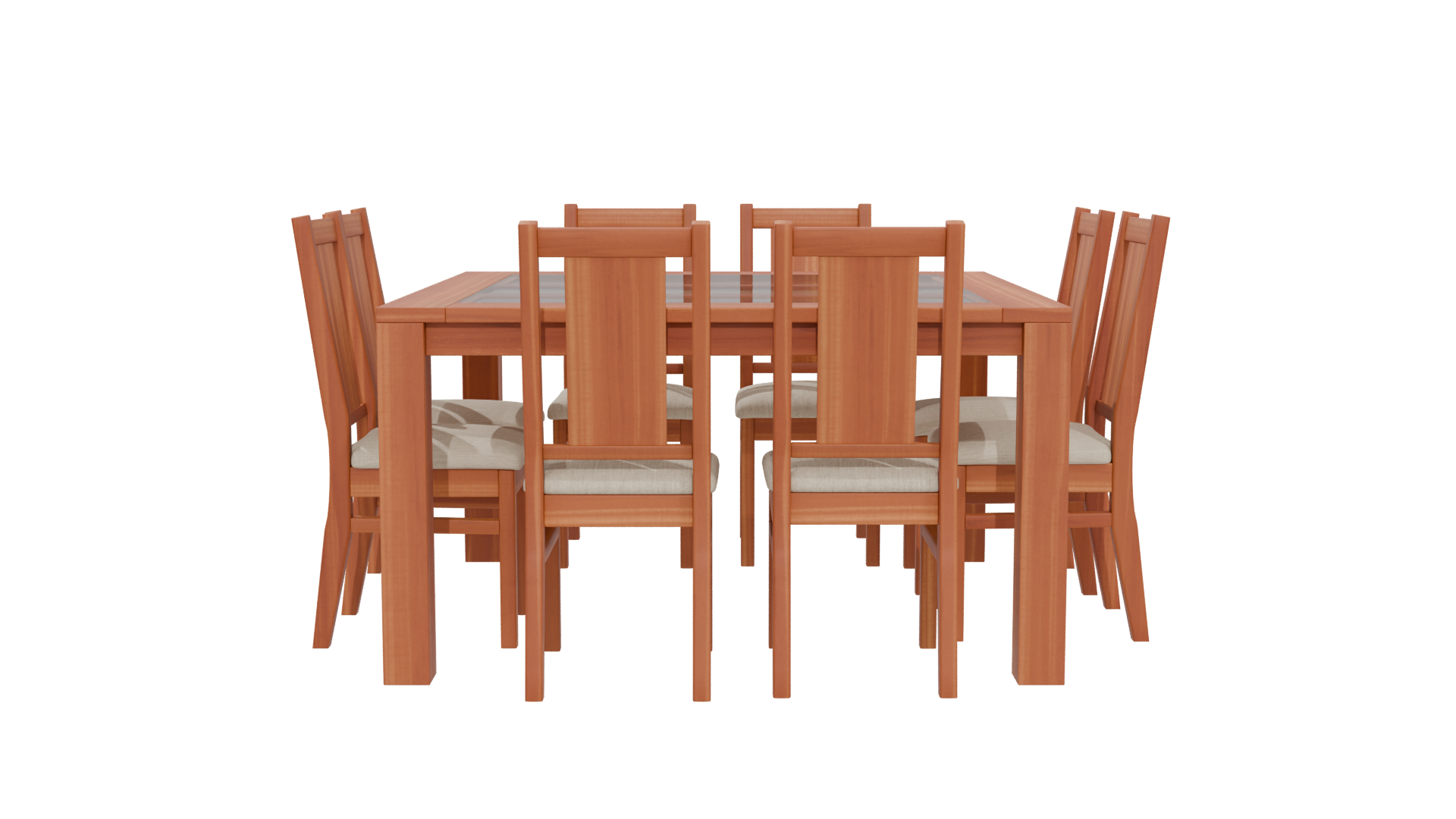Stylish Wooden Dining Table Set 3D Model - Professional 3D Model Render 5