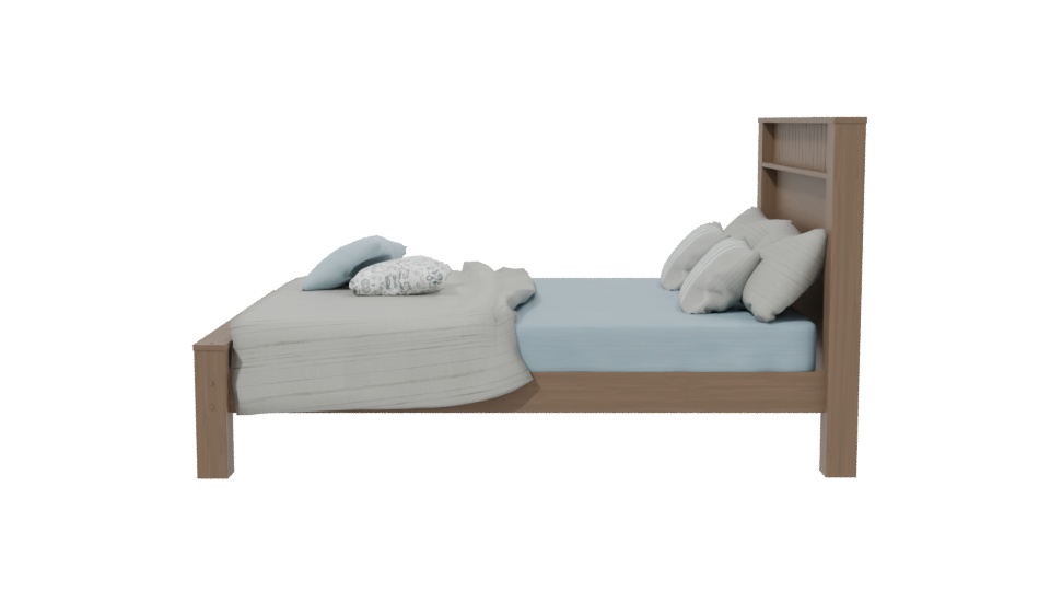 Stylish Wooden Bed 3D Model - Professional 3D Model Render 2