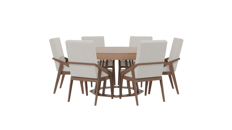 Stylish Round Dining Table Set - Professional 3D Model Render 2
