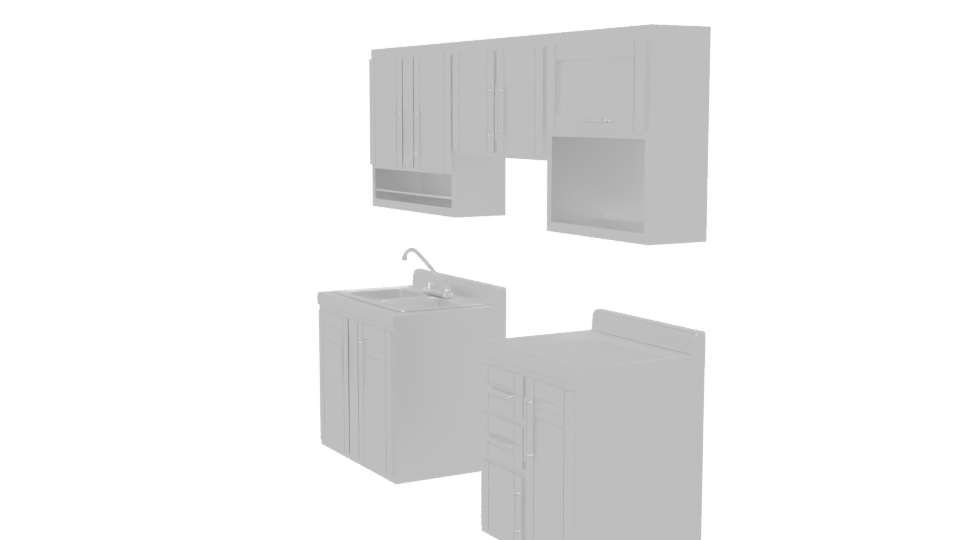 Sleek Modern Kitchen Cabinet Set - Professional 3D Model Render 13