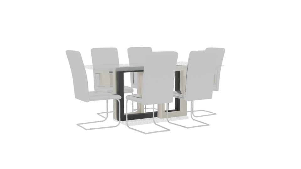 Stylish Glass Dining Table Set - Professional 3D Model Render 4
