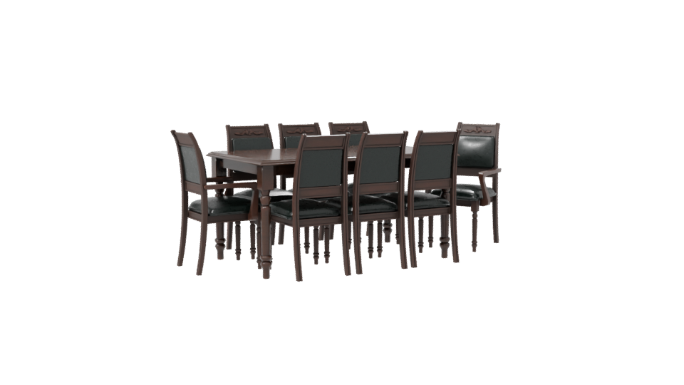Elegant Wooden Dining Set 3D Model - Professional 3D Model Render 7