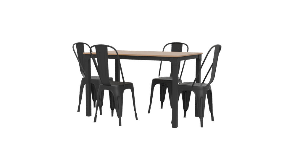 Stylish Wooden Dining Table Set - Professional 3D Model Render 12