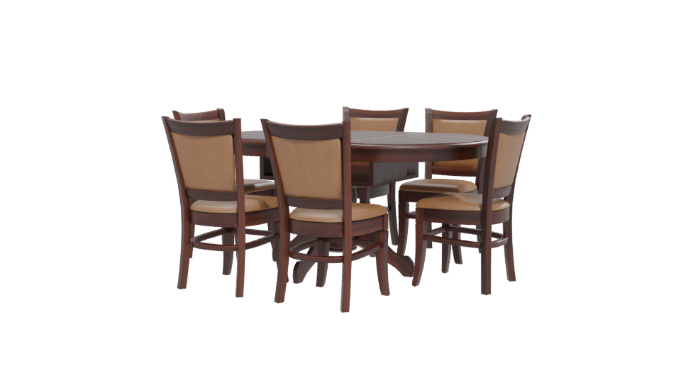Elegant Round Wooden Dining Set - Professional 3D Model Render 12
