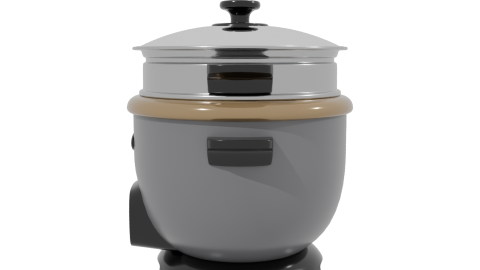 Ceramic Electric Rice Cooker 3D Model - Professional 3D Model Render 2