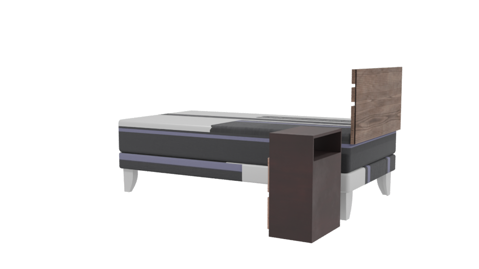 Minimalist Bed and Nightstand Set - Professional 3D Model Render 3