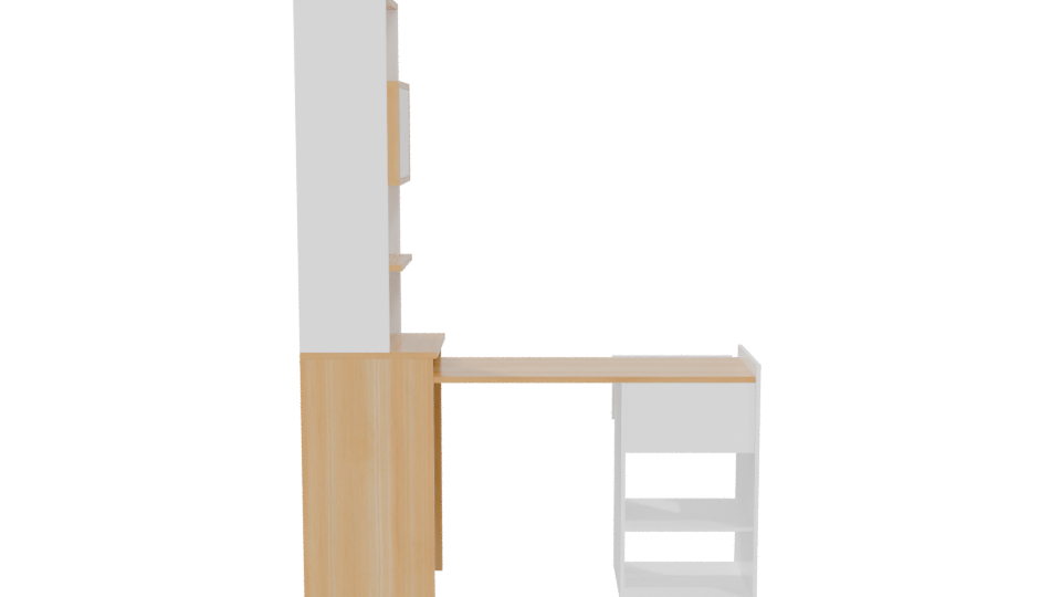 Contemporary Wooden Office Desk with Storage - Professional 3D Model Render 5